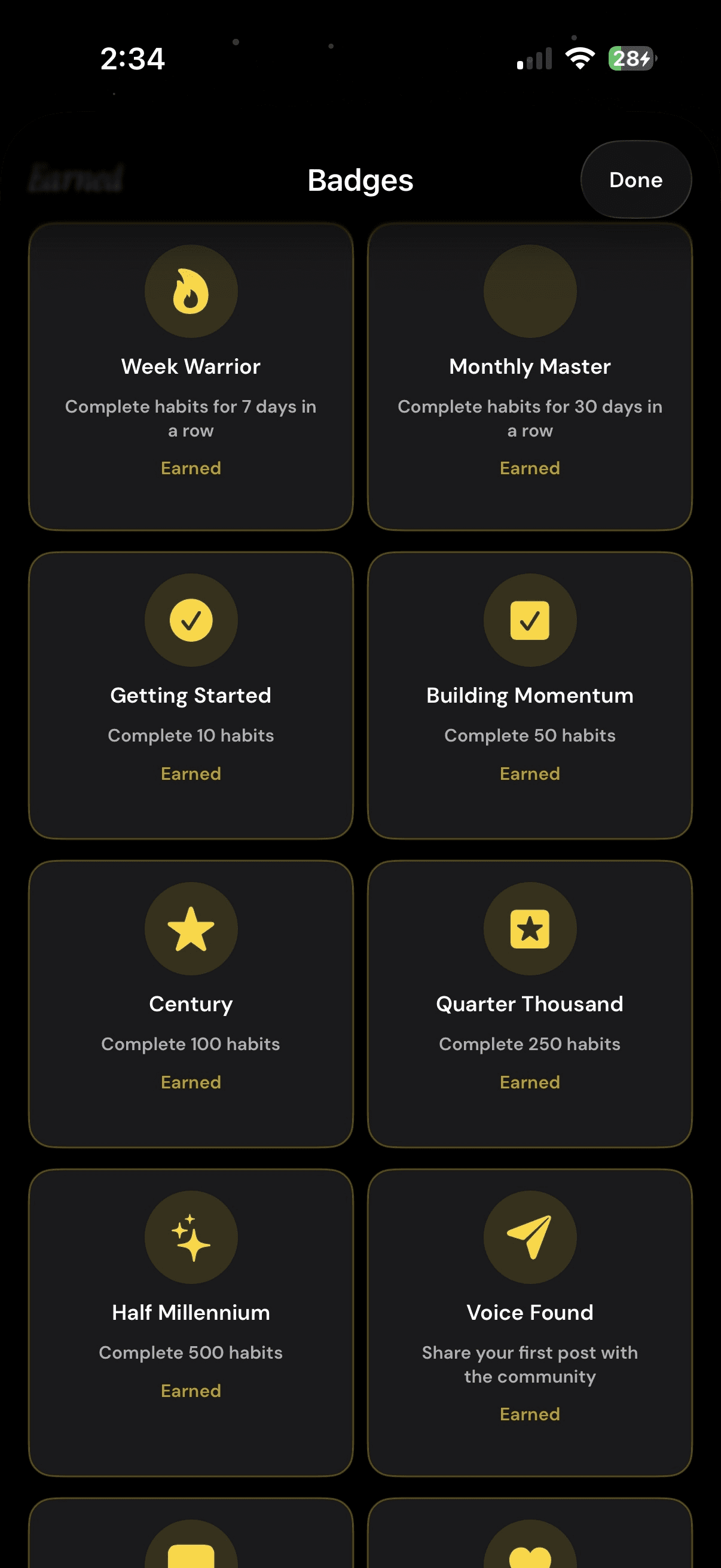 Ascend365 Achievements screen